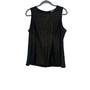 Banana Republic Sleeveless Top Metallic Gold Accent Party Cocktail Tank Blouse